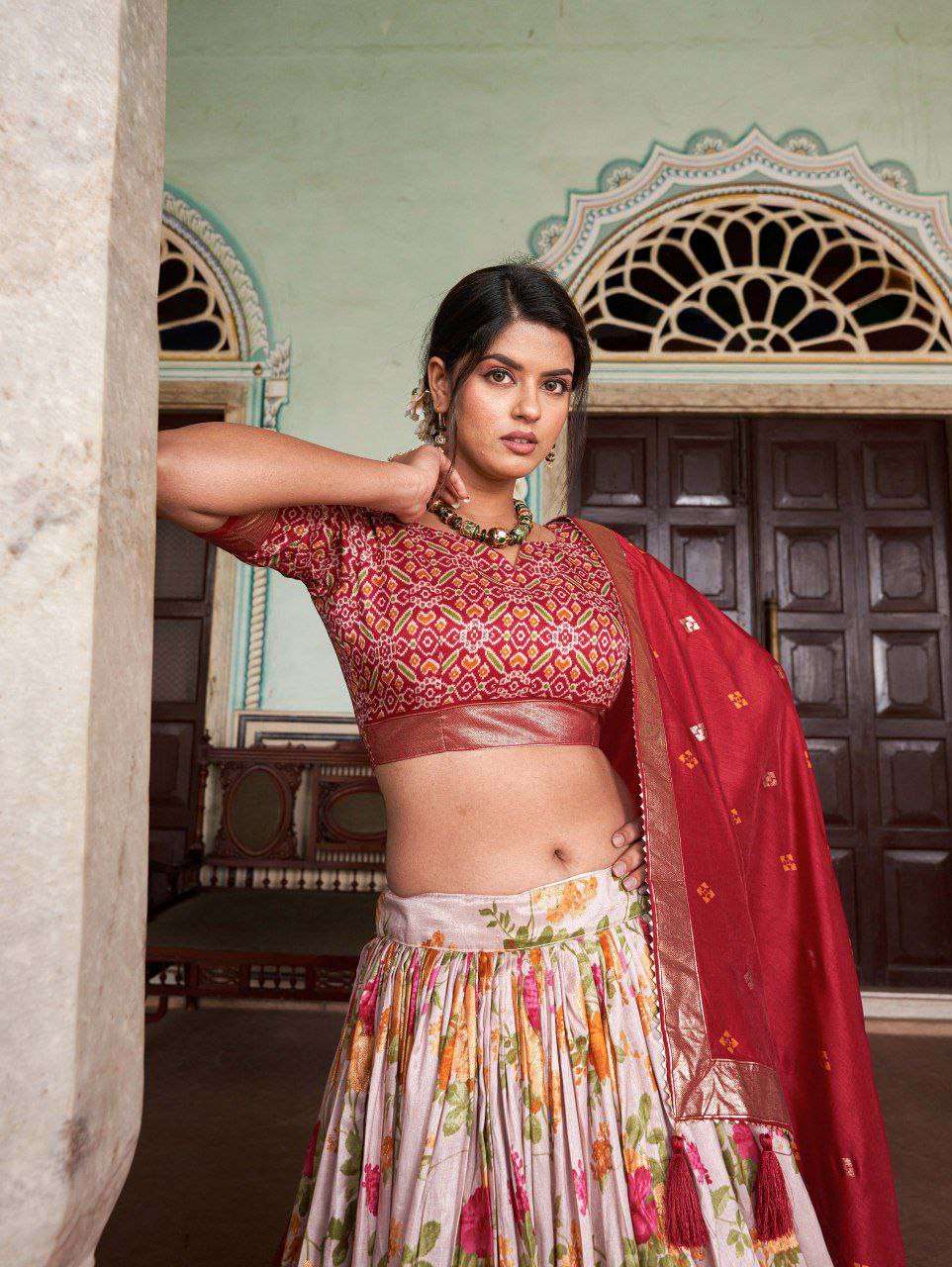 Women's Tussar Silk Patola Print Lehenga Choli with Dupatta ? Foil Work Stitched Lehenga Set - Image 3